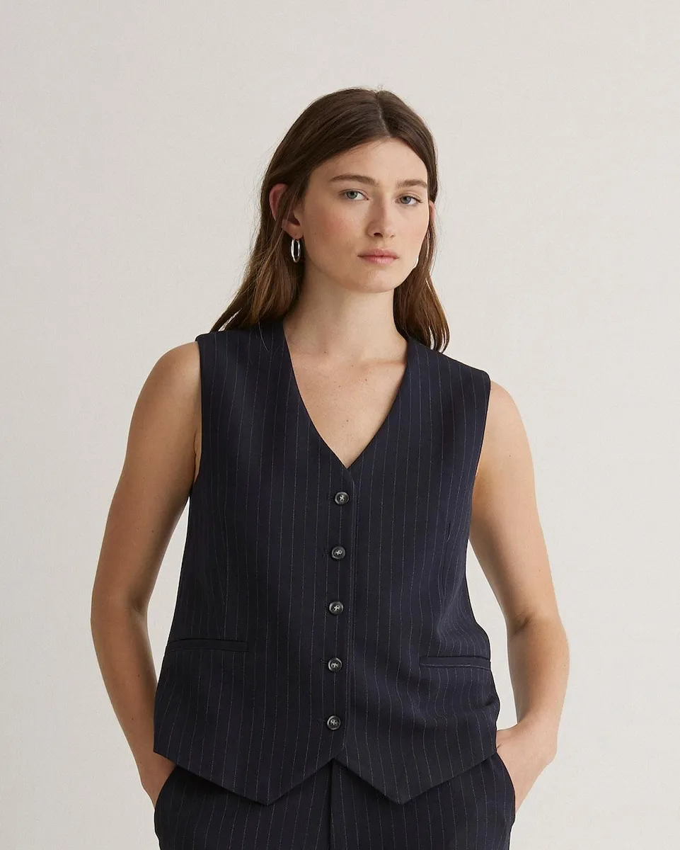 

Женский жилет с застежкой на пуговицы и V-образным вырезом Yerse, темно-синий