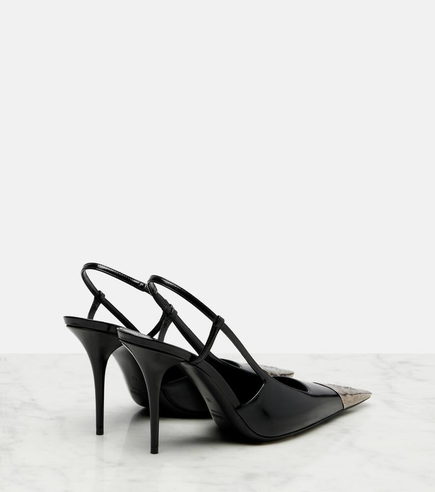 Женские кожаные туфли-лодочки Jeanne 90 на ремешке Saint Laurent, Noir — фото 2