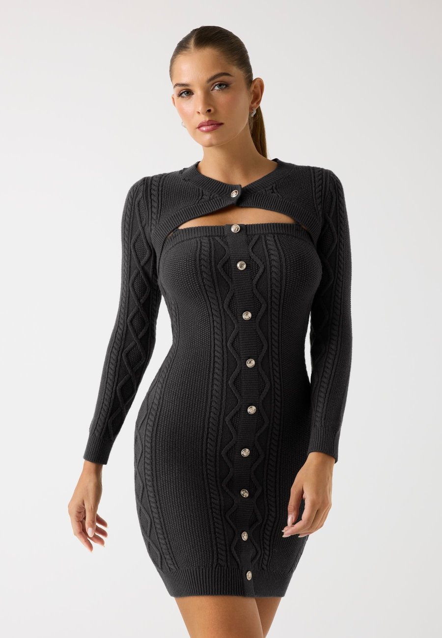 

Платье Guess MITTELLANGES ZOPFMUSTER, Dunkelgrau/Dark Grey