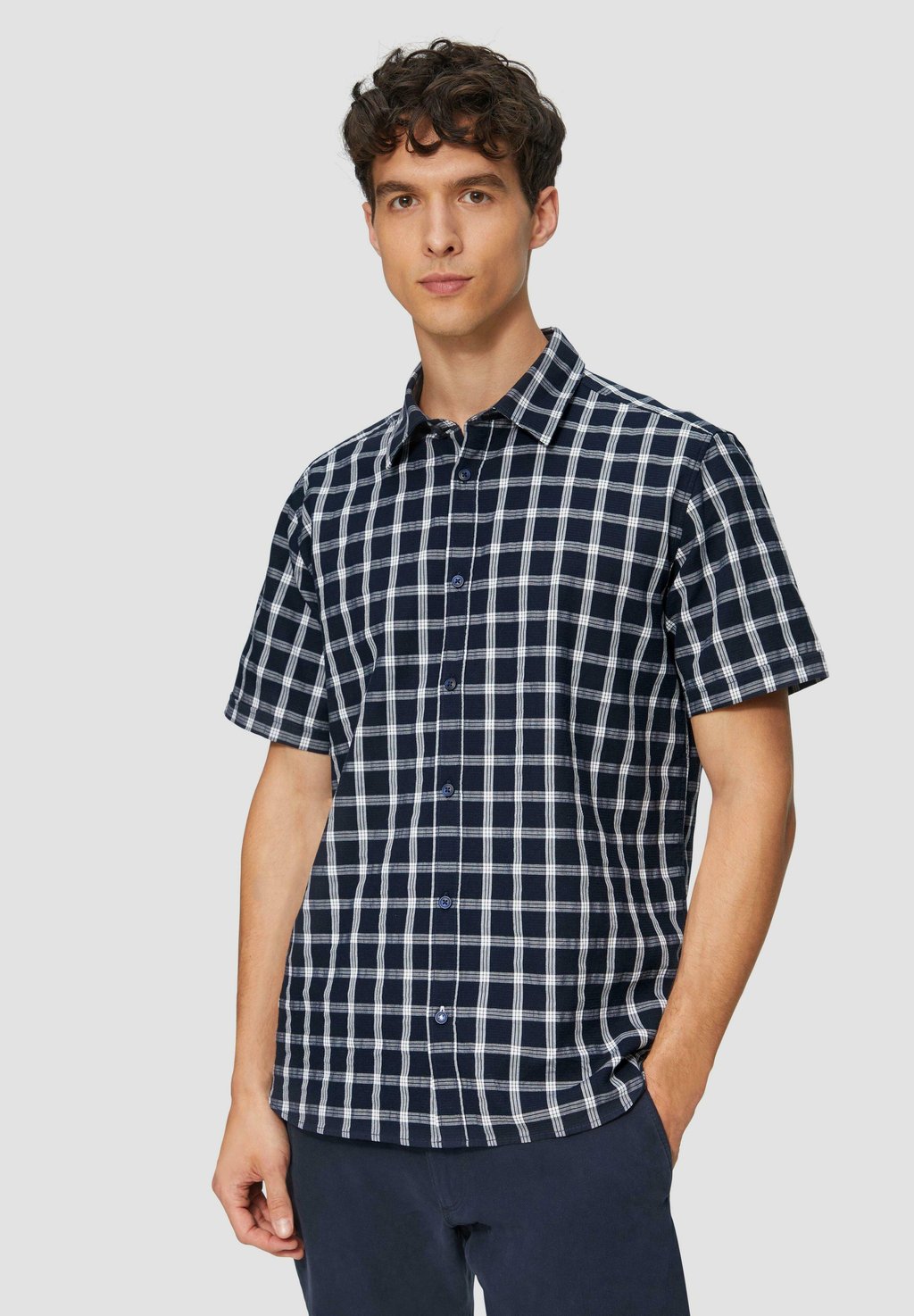 

Рубашка CHECKERED SHORT-SLEEVED s.Oliver, темно-синий