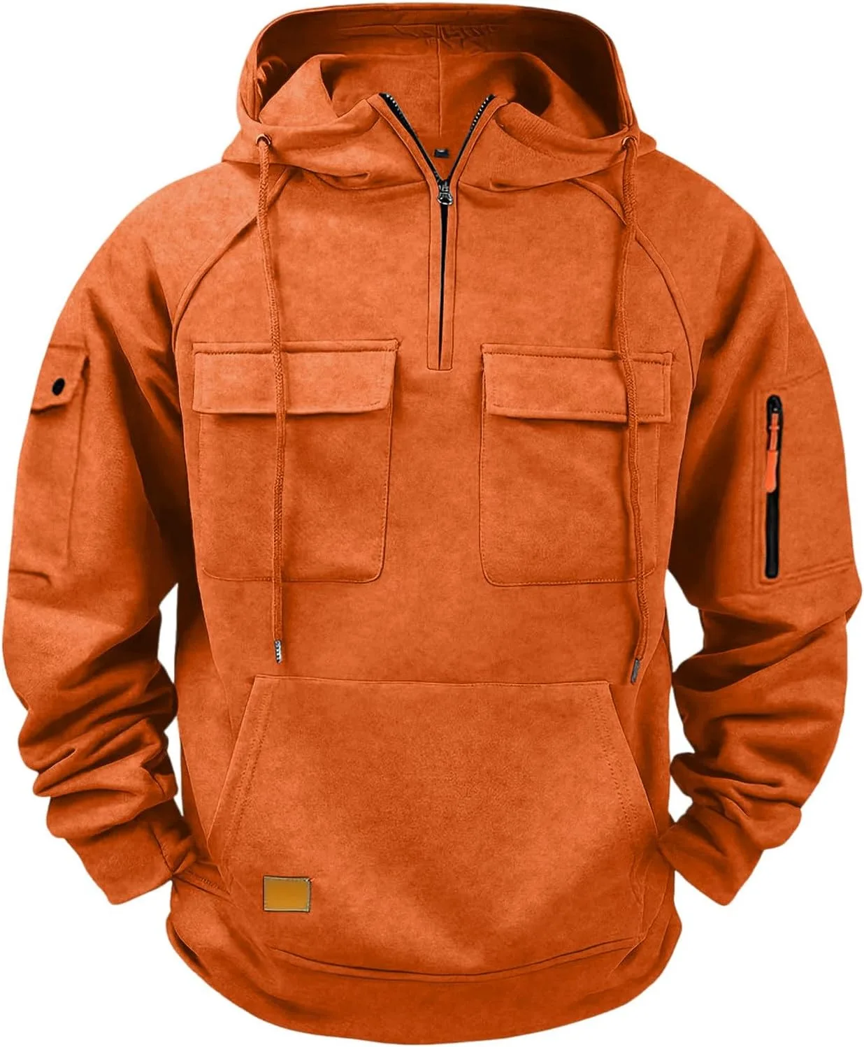 

Толстовка с капюшоном Tactical для мужчин — флисовая, с карманами, молнией на четверть QUNPIU