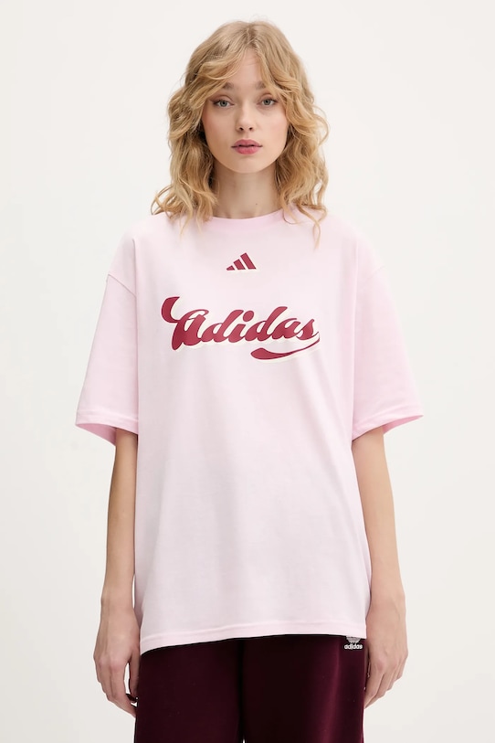 

Хлопковая футболка house of tiro Adidas, розовый
