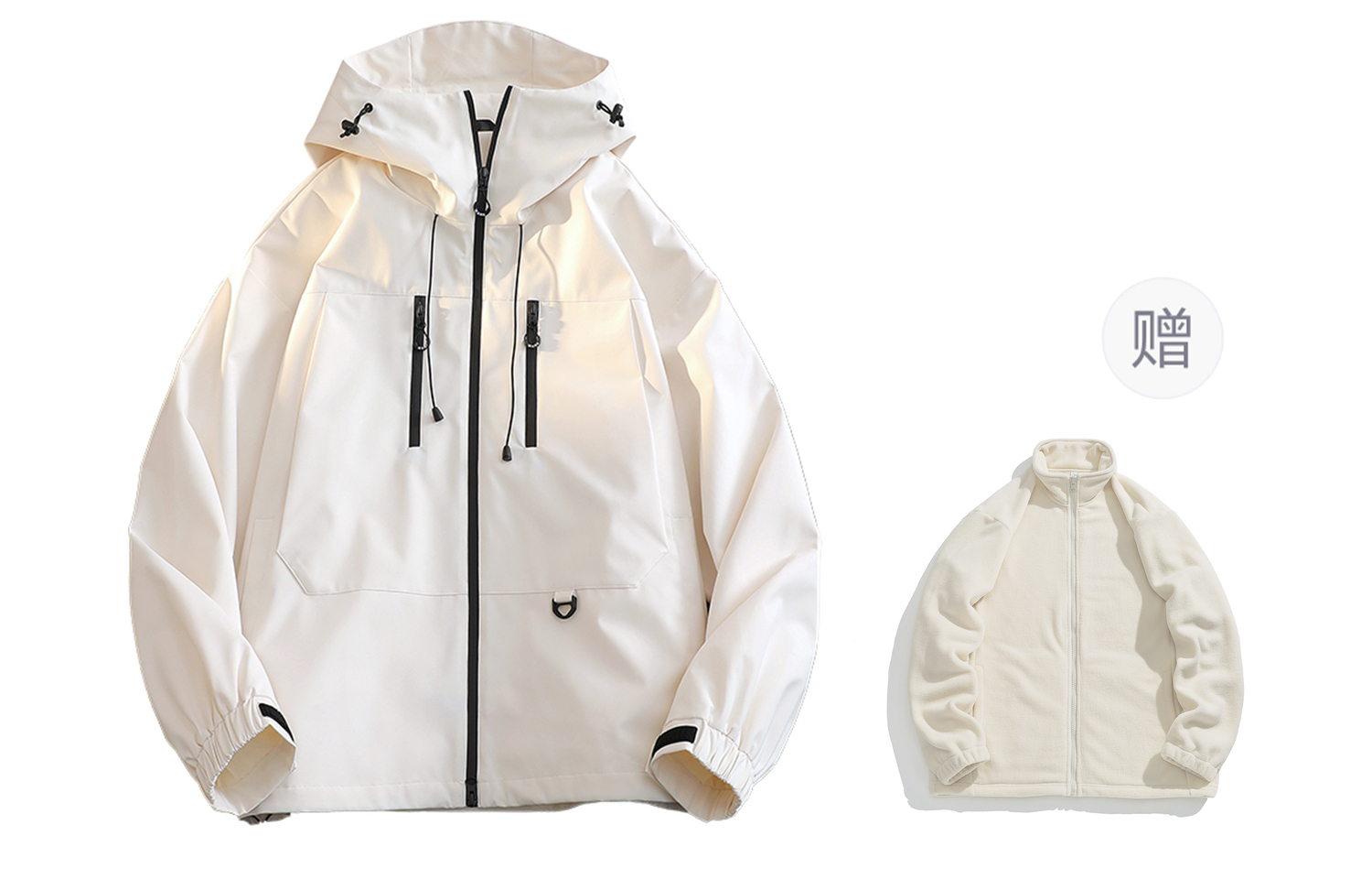 

WARRIOR Куртка ветровка непромокаемая и непродуваемая для тепла, Beige Apricot[3-in-1, Polar Fleece Liner]