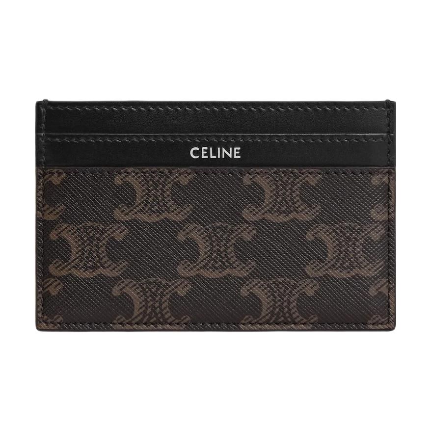 

CELINE Триумфальный холщовый картхолдер среднего размера мужской черный и коричневый