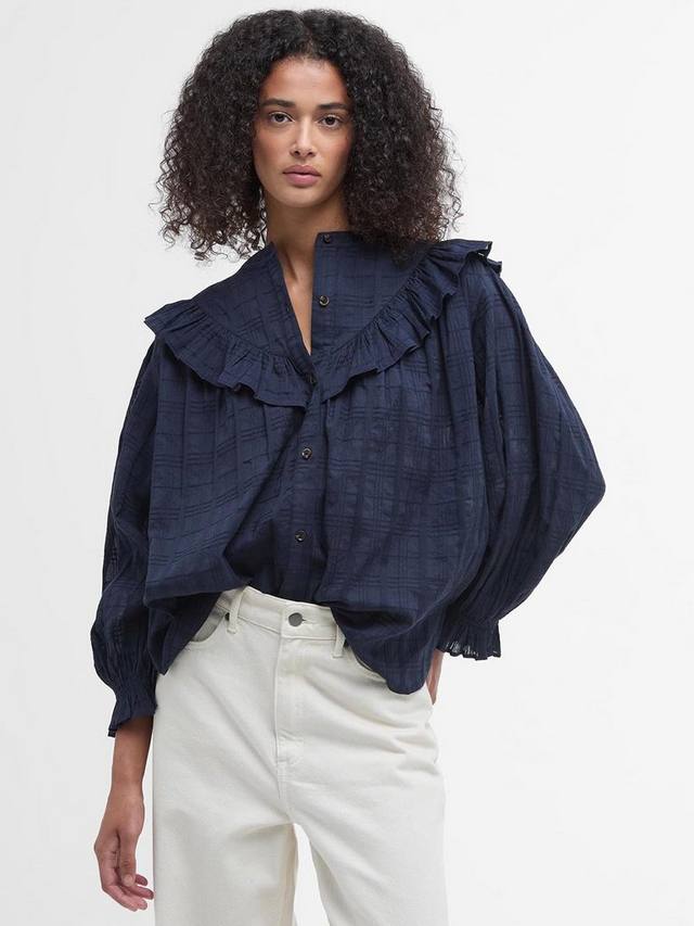 

Рубашка в клетку с рюшами от фирна Barbour, темно-синий