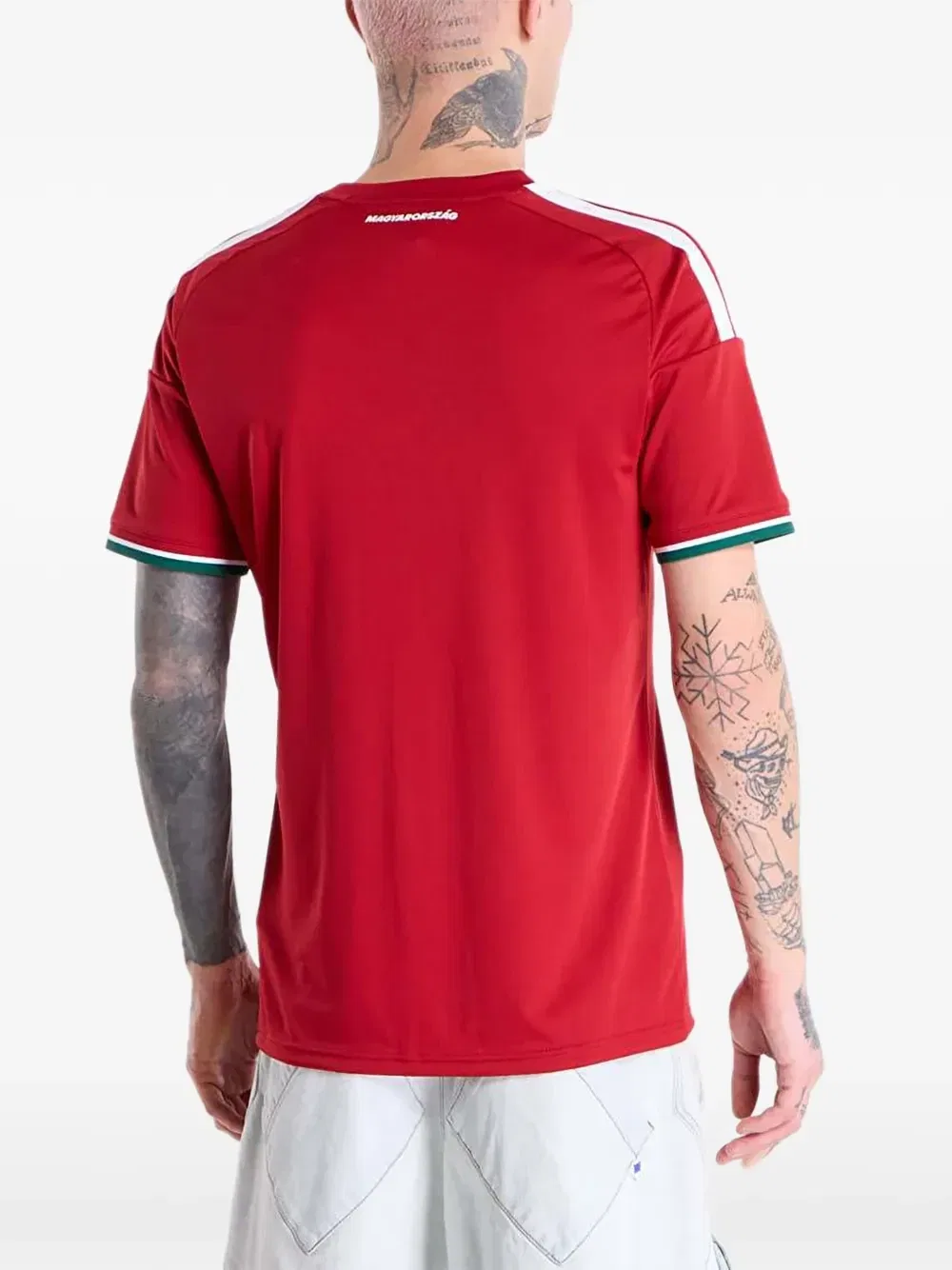 Футболка Adidas "Венгрия 26" с тремя полосками, красный — фото 4