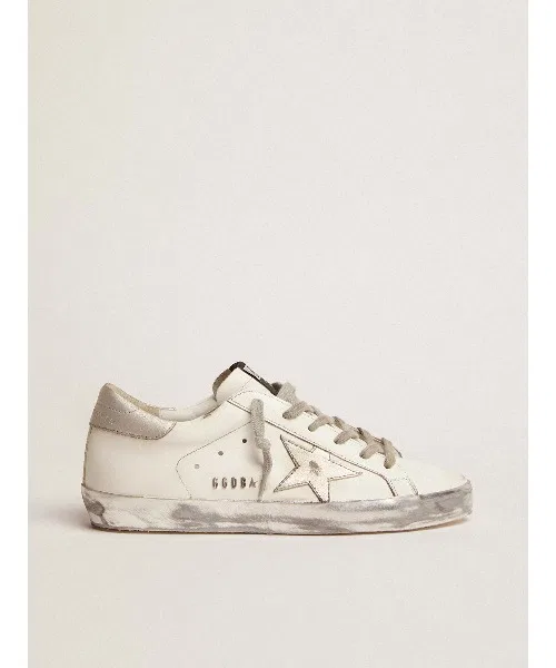 Унисекс кожаные кеды Super-Star с серебряной звездой GOLDEN GOOSE белые