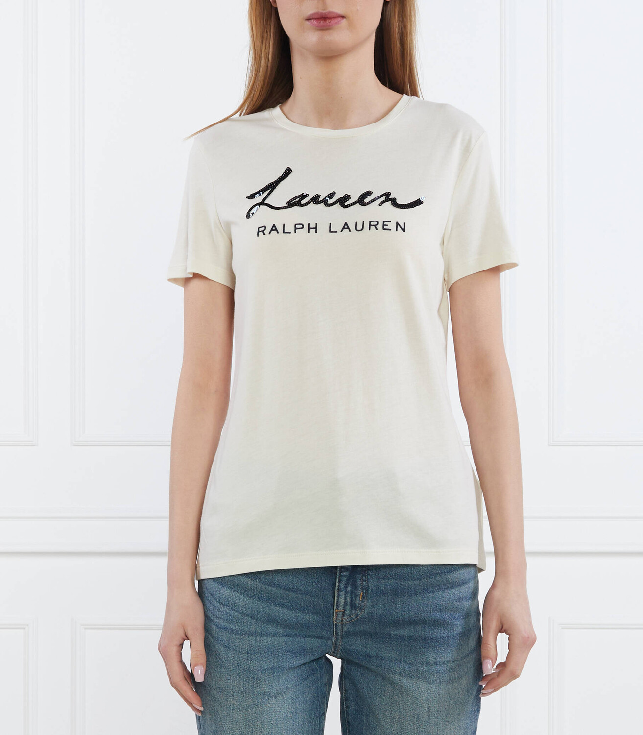 

Футболка LAUREN RALPH LAUREN KATLIN-SHORT SLEEVE-T-SHIRT Slim Fit, кремовый