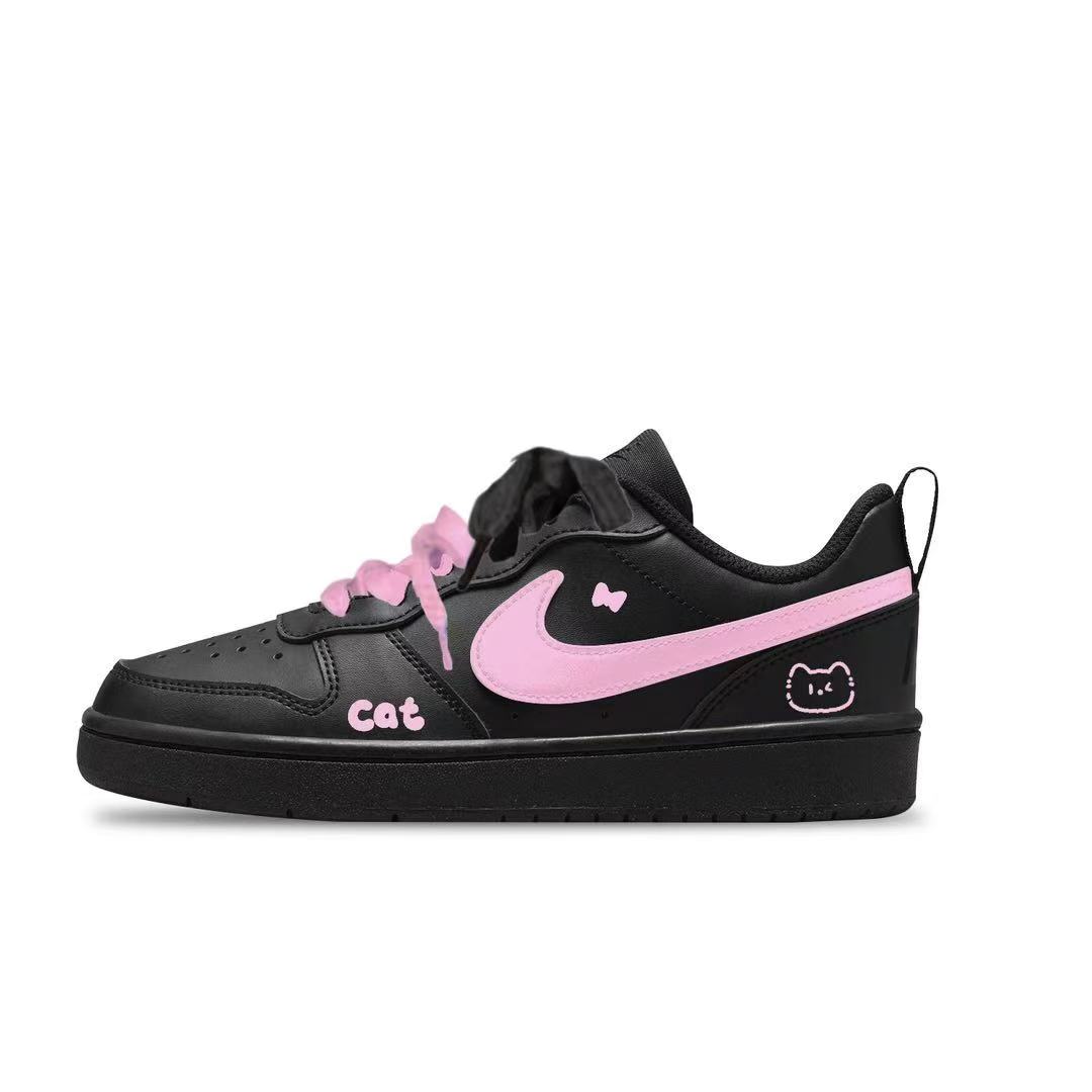 

Nike Скользящие устойчивые к истиранию низкие детские кроссовки для скейтбординга Court Borough Black Pink Unisex