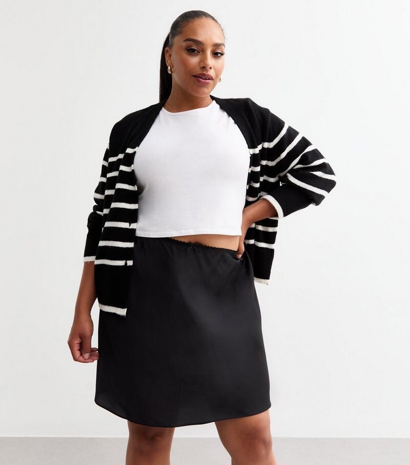 

Черная атласная мини-юбка Curves New Look, черный