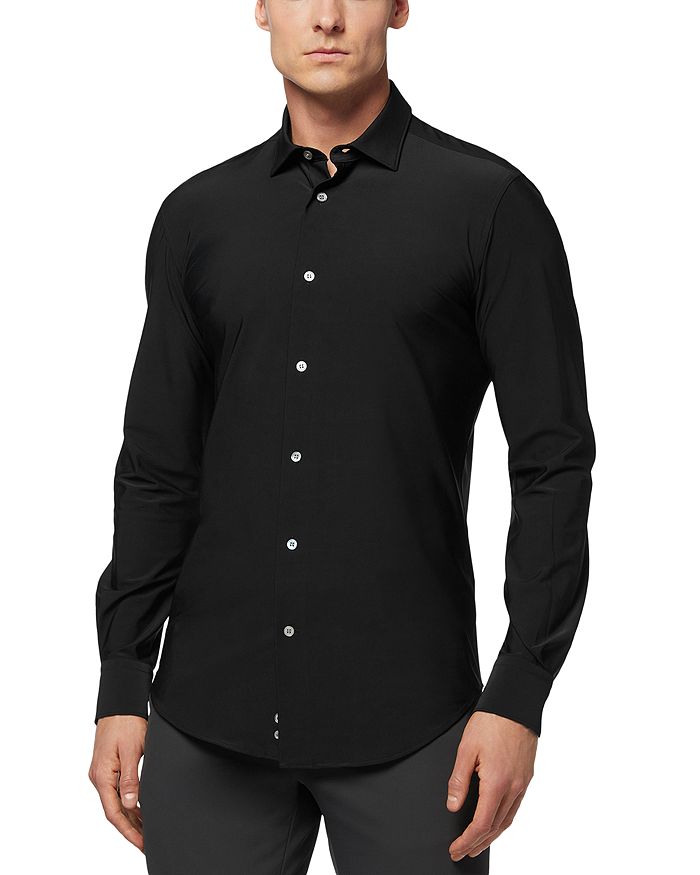 

Сорочка Slim Fit на пуговицах с эластичной тканью Boggi Milano, черный
