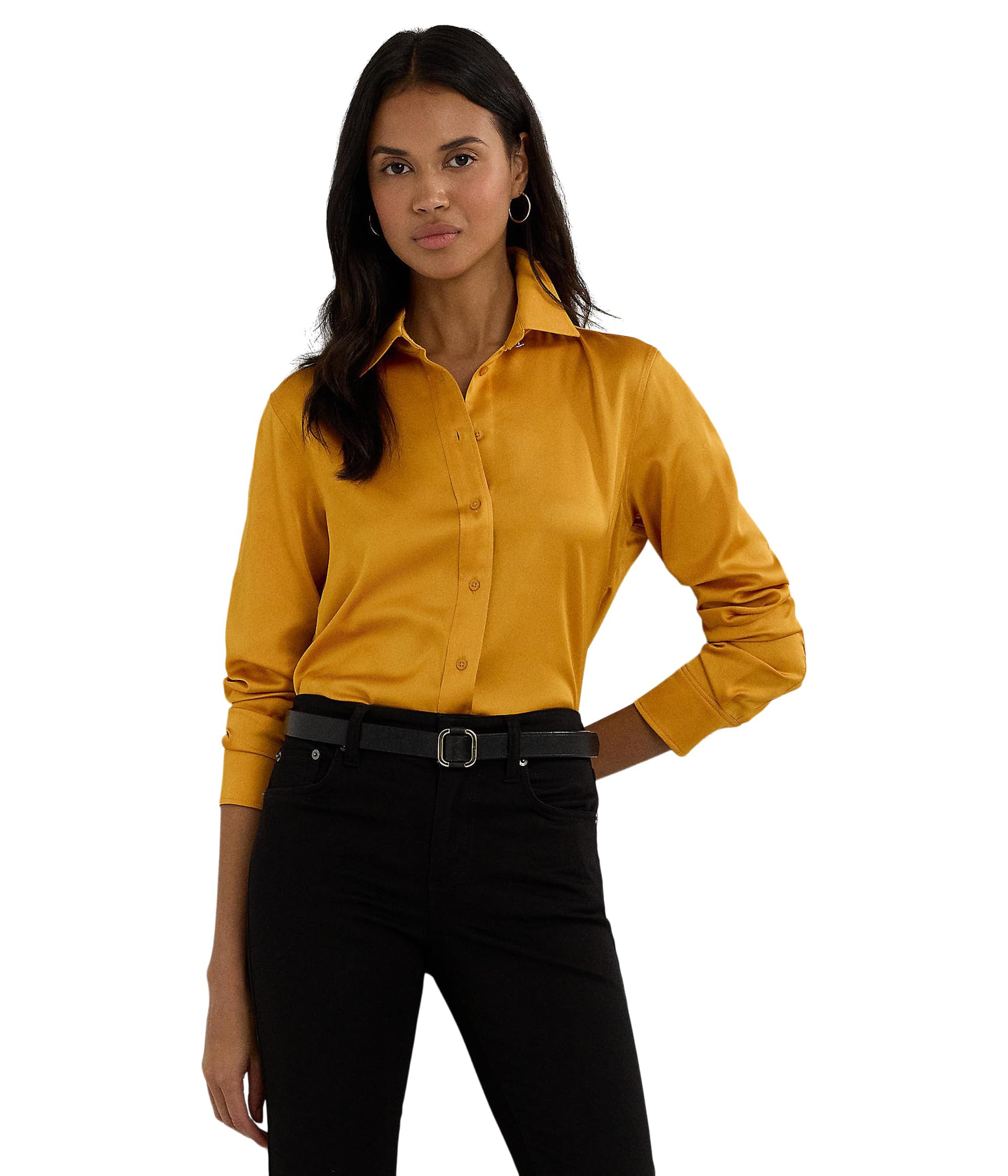 

Рубашка Lauren Ralph Lauren Classic Fit Satin Charmeuse Shirt, Golden Sun