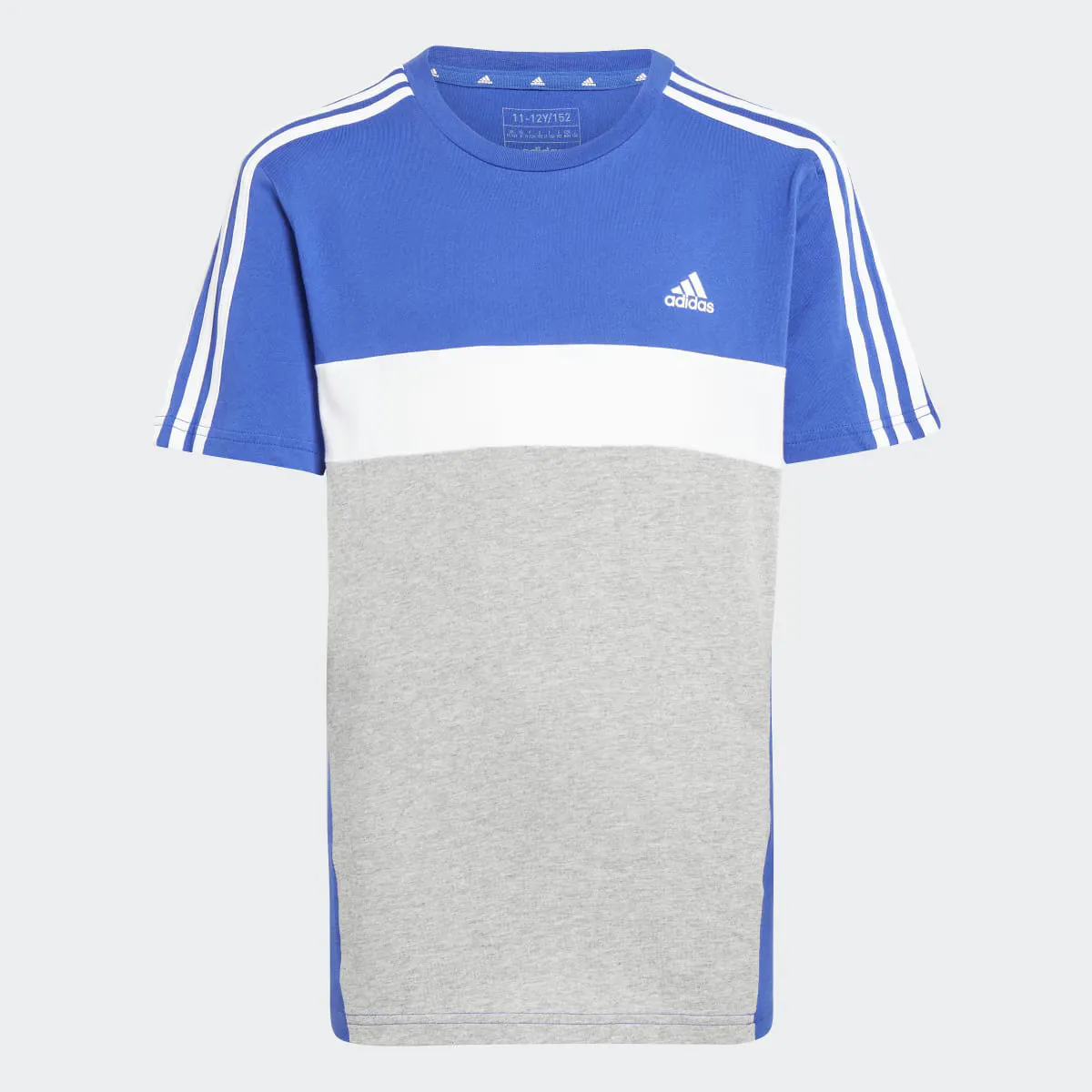 

Детская футболка Tiberio Colorblock Хлопок 3 полоски Adidas, синий/серый