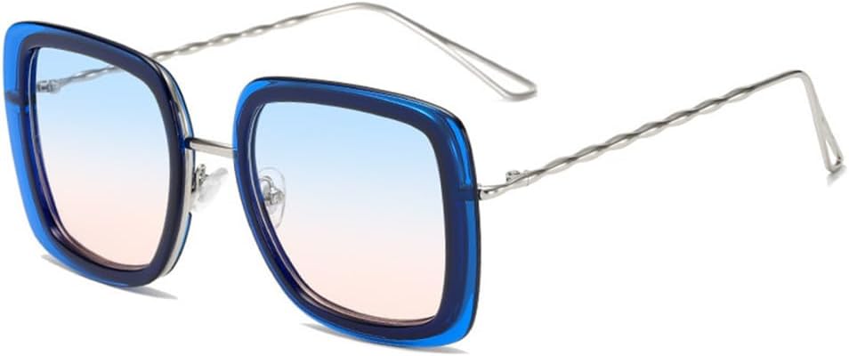 

Большие солнцезащитные очки для женщин и мужчин, прозрачные металлические солнцезащитные очки, ретро-очки для женщин и мужчин, защита от ультрафиолета UV400 generic, Blue