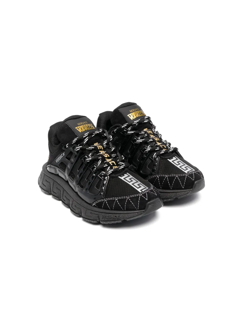 

Кроссовки с логотипом Greca Versace Kids, черный