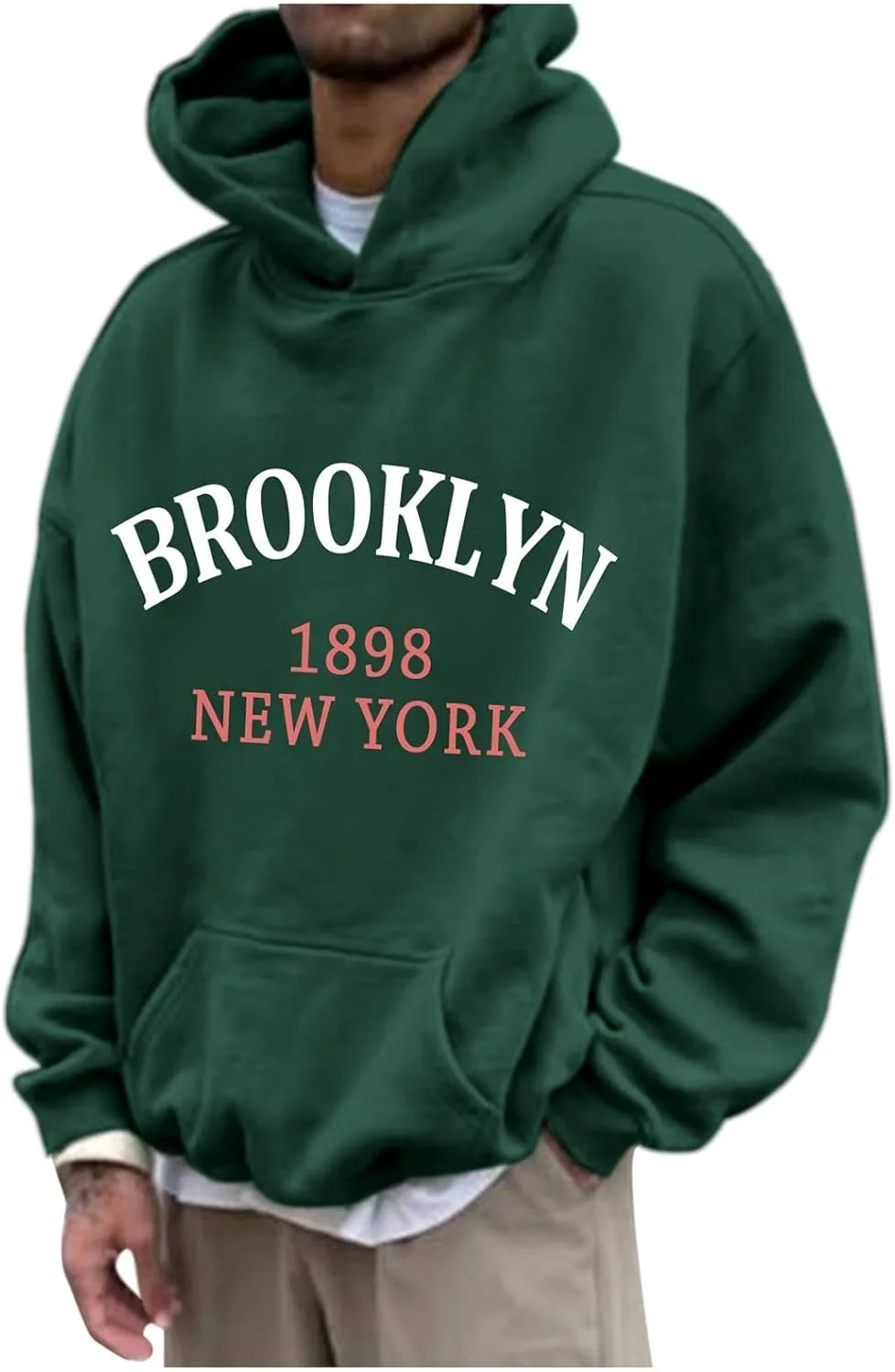 Мужские худи и толстовки Brooklyn 1989 New York, однотонные, с надписями, повседневные, с капюшоном, удобные, мягкие, однотонные Generic, зеленый