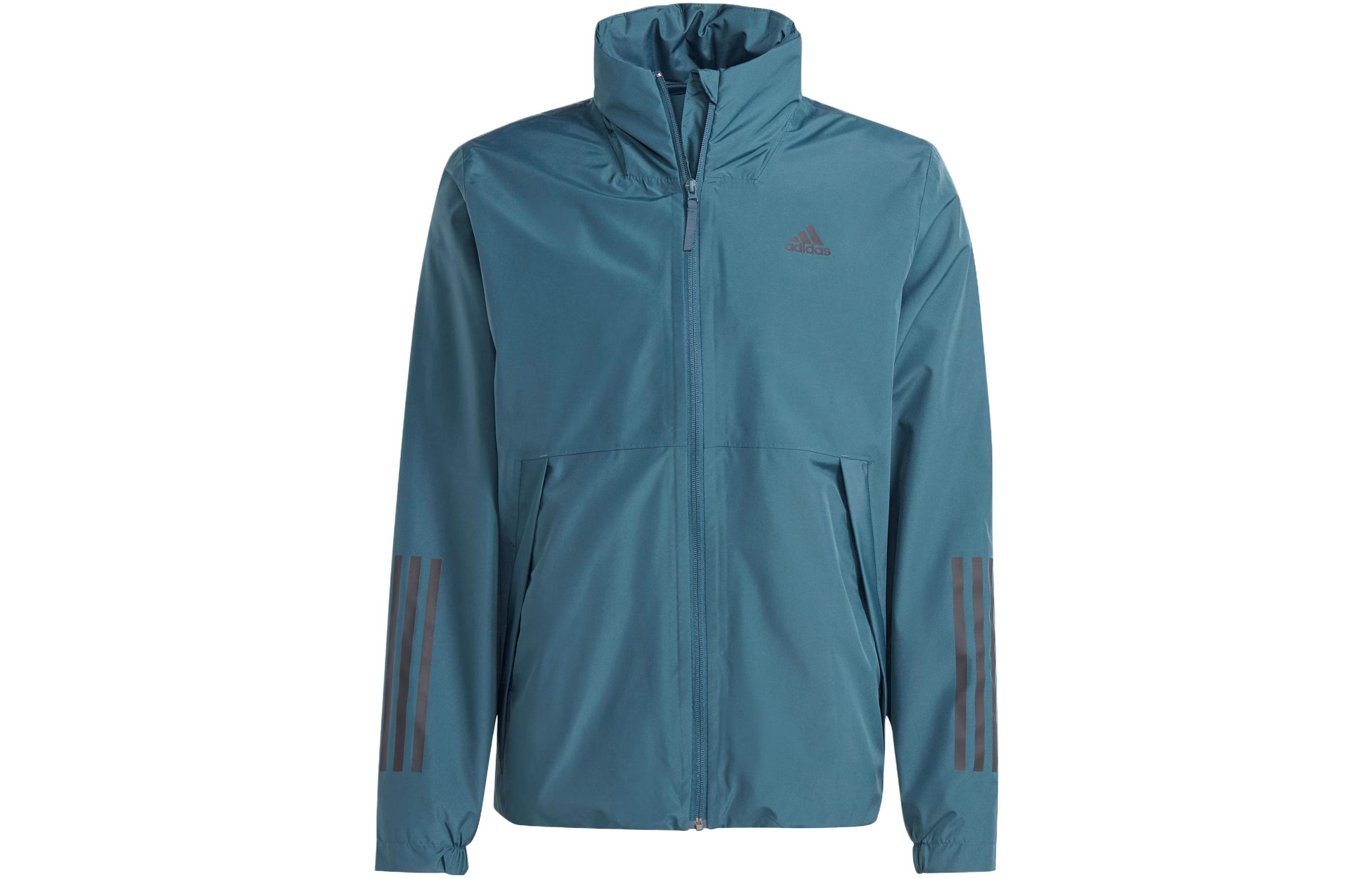 Adidas Курка с тремя полосками мужская в цвете Арктический океан, Arctic Ocean Blue — фото 3