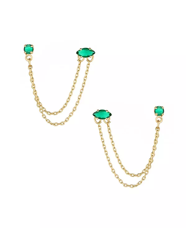 

Двойные серьги из латуни с покрытием из 18-каратного золота Ettika, green