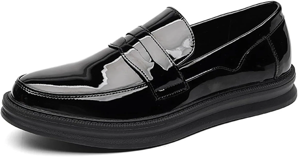 Лоферы кожаные лакированные мужские, без бренда, Black AMAZIDEAL