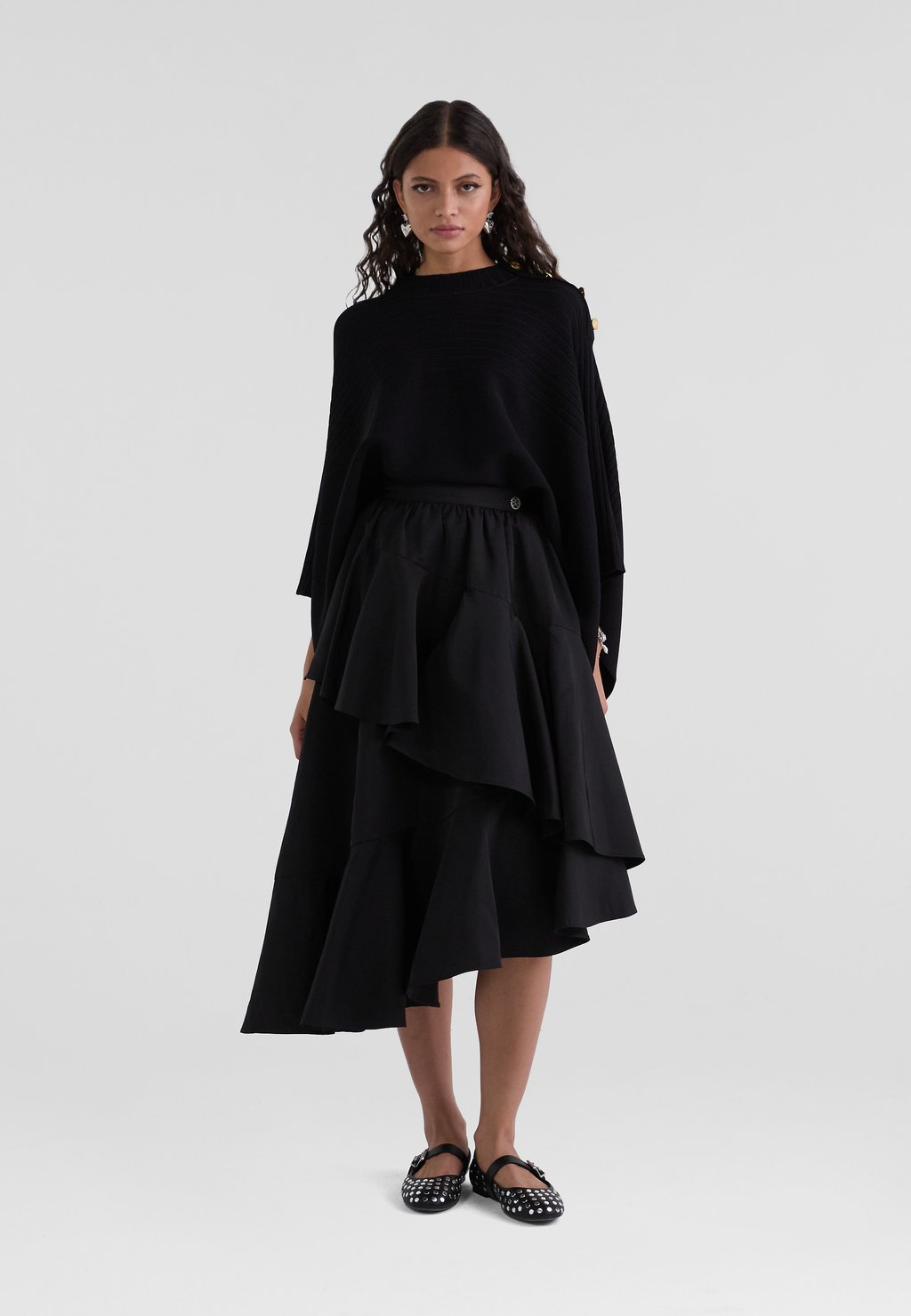 

Юбка А-силуэта VOLUMINOUS RUFFLE SKIRT KARL LAGERFELD, черный