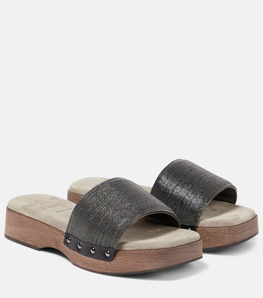 Декорированные клоги-слипоны Brunello Cucinelli, Darg Beige