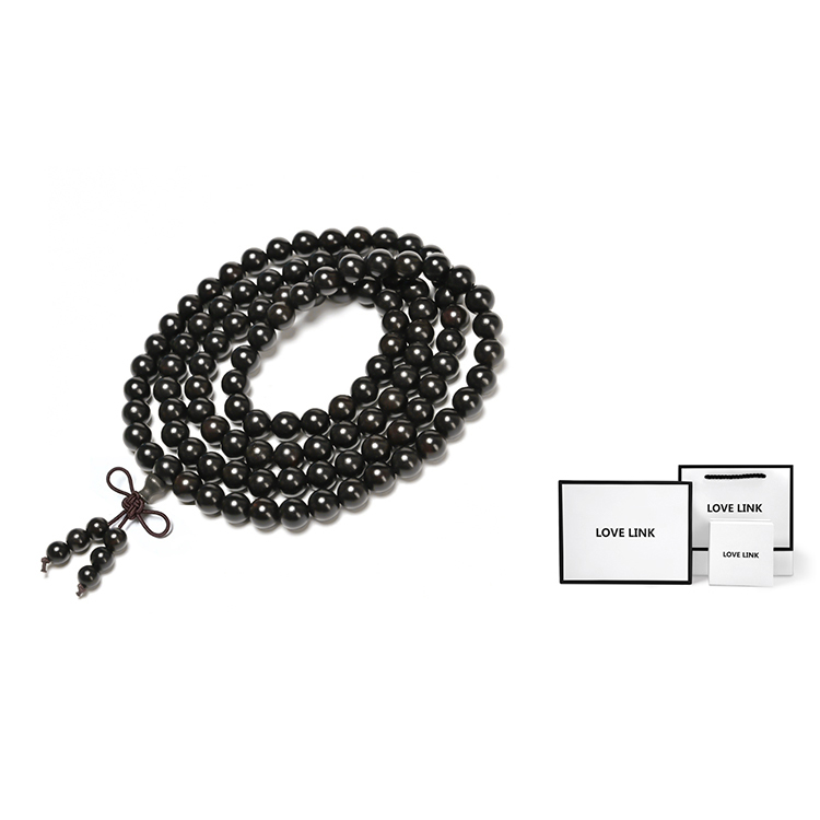 

Эбеновый браслет унисекс Love Link, Ebony Wood Beaded Bracelet+Box