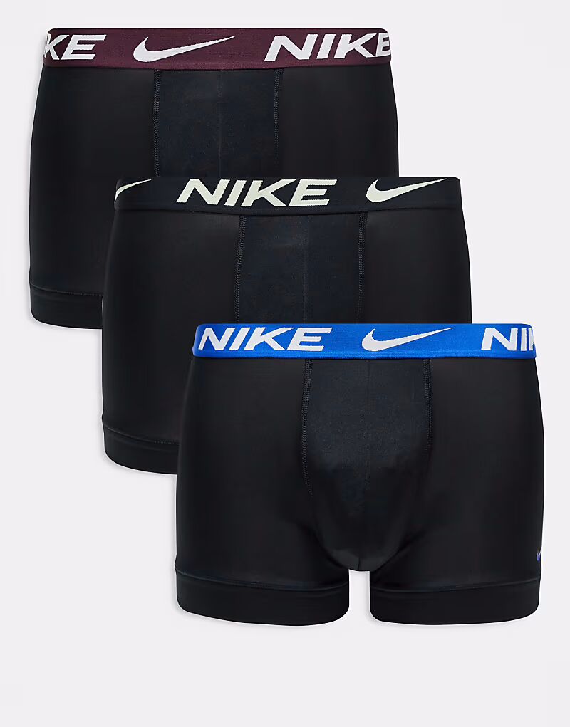 

Комплект из 3 трусов-боксеров Nike Dri-Fit Essential Microfibre черного цвета с контрастным поясом