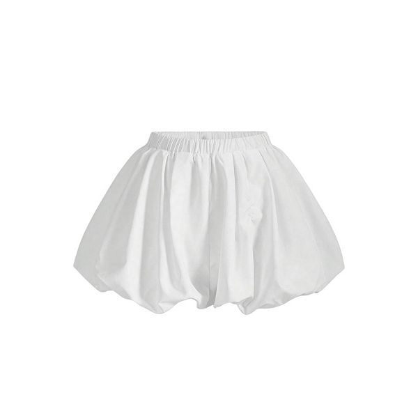 

Женская пузырьковая юбка-шорты на резинке с высокой талией Boddysize, White
