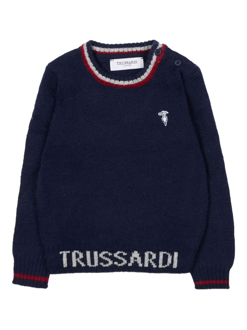 

Свитер с круглым вырезом и логотипом TRUSSARDI JUNIOR, синий