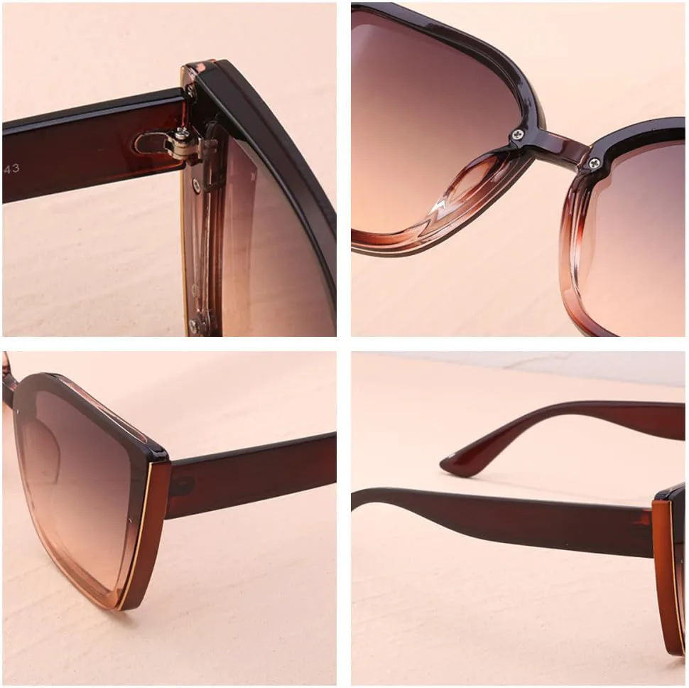 

Большие солнцезащитные очки «кошачий глаз» для женщин, роскошные модные очки в квадратной оправе для мужчин, ретро-стиль, очки «кошачий глаз» LVTFCO, Brown