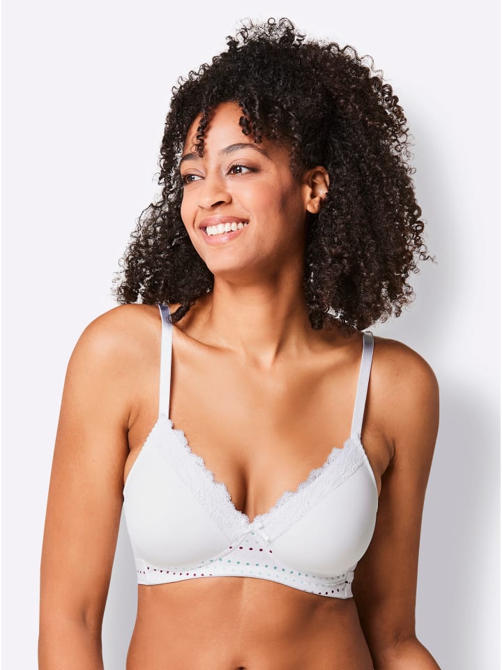 

Бюстгальтер с подушечками без косточек, белый цвет с принтом WITT WEIDEN