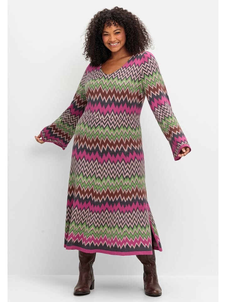 

Платье до колена sheego by Joe Browns Strickkleid, цвет beere gemustert