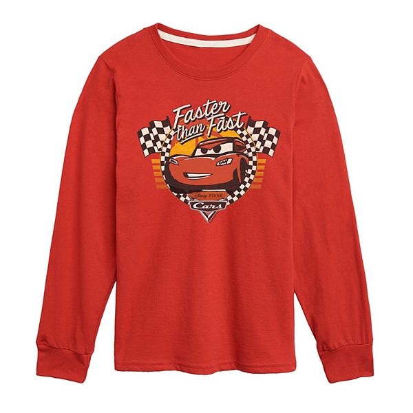 

Футболка с принтом для мальчиков 8-20 лет distressed long sleeve cars faster than fast Disney / Pixar, Red