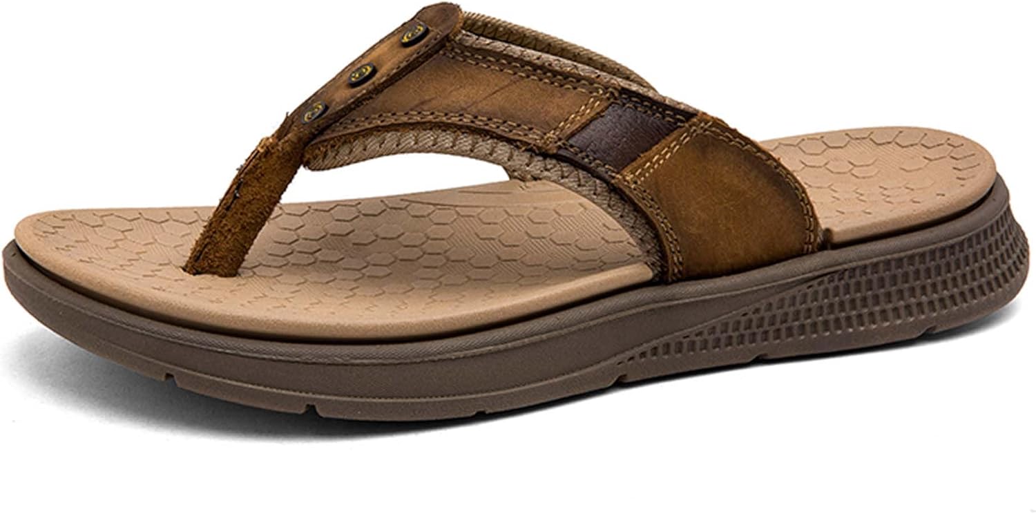 

Мужские шлепанцы из коровьей кожи, повседневные шлепанцы, удобные и легкие сандалии для прогулок Generic, хаки