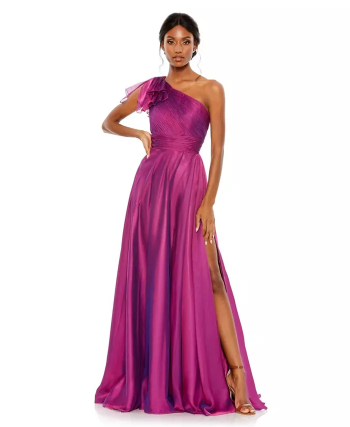 

Женское плиссированное платье из шифона с одним плечом Mac Duggal, розовый