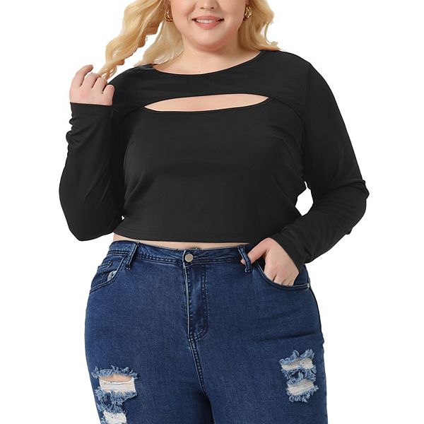 

Футболка с длинным рукавом и круглым вырезом с вырезом спереди для женщин Plus size Agnes Orinda, Black, Черный, Футболка с длинным рукавом и круглым вырезом с вырезом спереди для женщин Plus size Agnes Orinda, Black