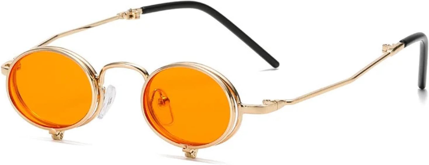 

Мужские солнцезащитные очки-трансформеры в стиле стимпанк, маленькая металлическая оправа, круглые ретро-очки в стиле панк с защитой от УФ-излучения UV400 VVTWSSW, C4gold-orange