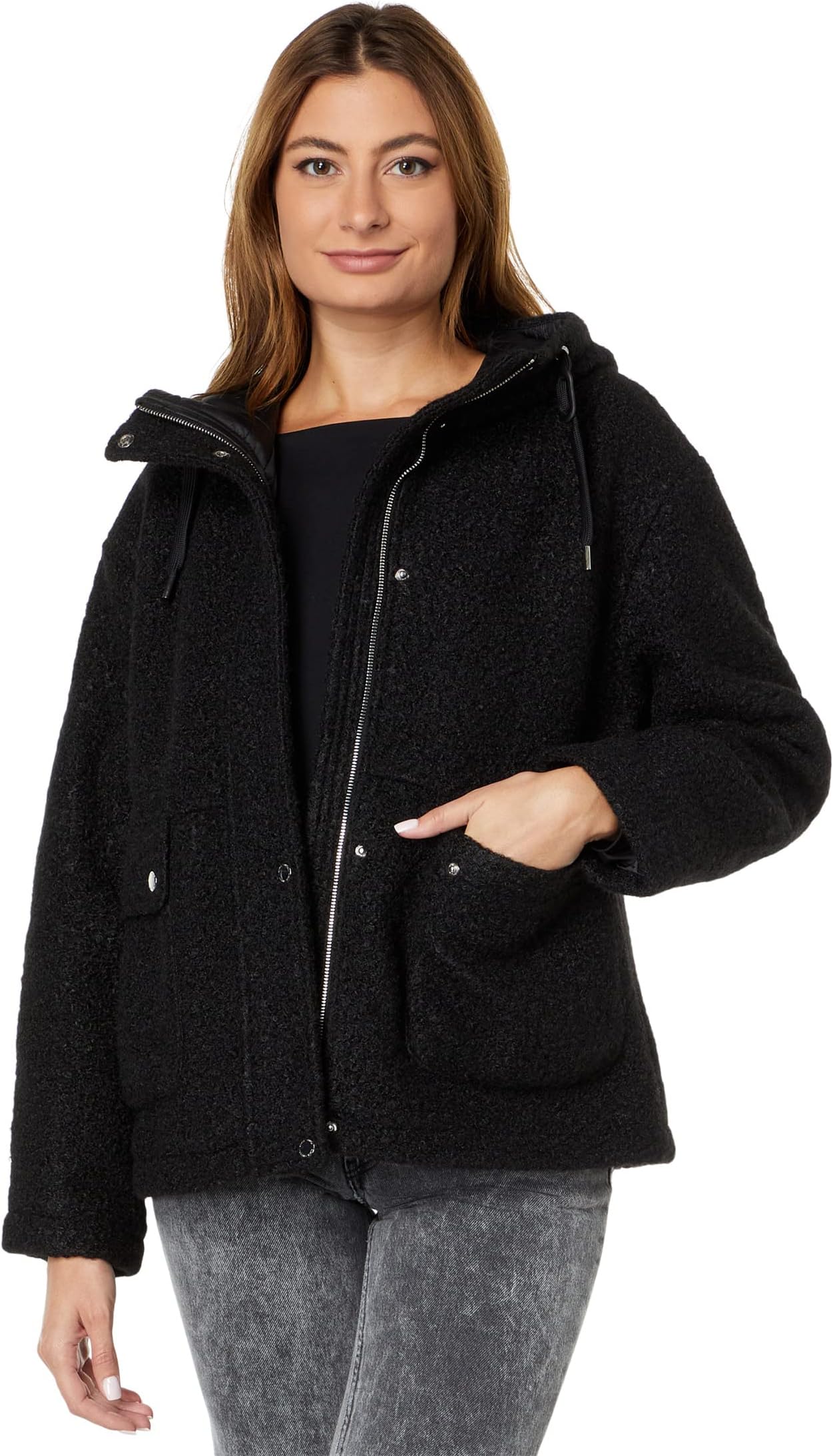 

Пальто Short Hooded Wool Jacket V22724 Vince Camuto, черный