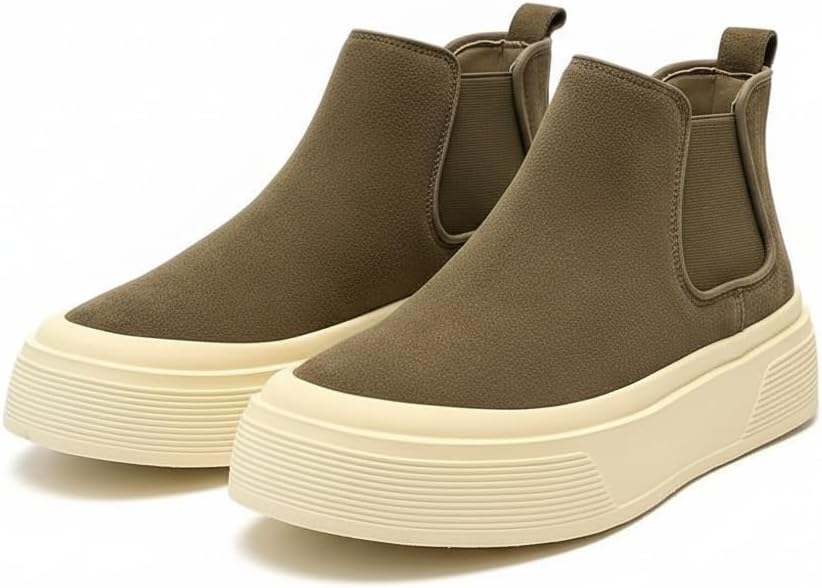 

Мужские повседневные ботинки челси на платформе, замшевые, без шнурков, с удлиняющим голенищем на 5 см, для деловой и повседневной носки Ctkvbmeoi, хаки