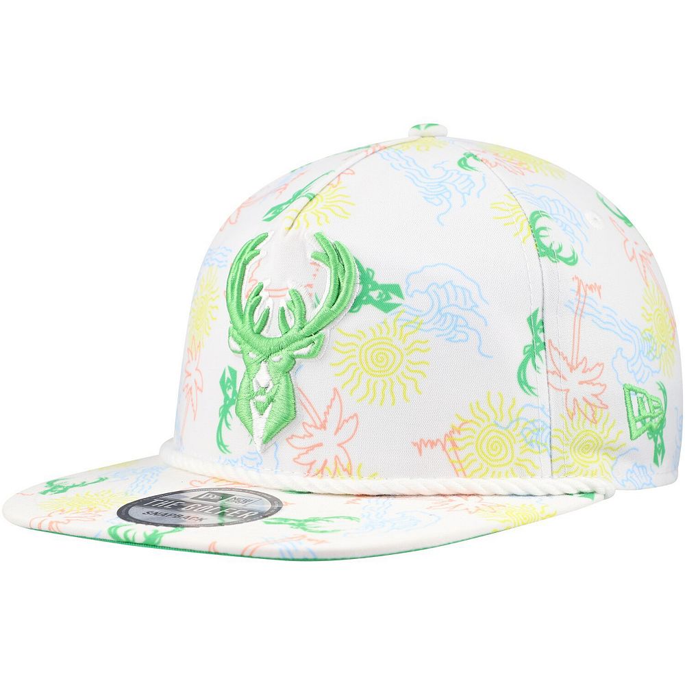 

Мужская регулируемая шляпа New Era White Milwaukee Bucks Palm Trees and Waves Golfer, цвет Buk White