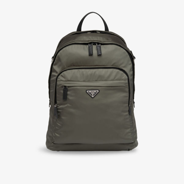 

Рюкзак из переработанного нейлона и кожи Saffiano Prada, зеленый