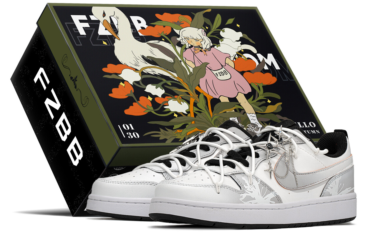 

Кроссовки Nike Court Borough Skateboarding Shoes Women's Low-top White/gray, серый/белый