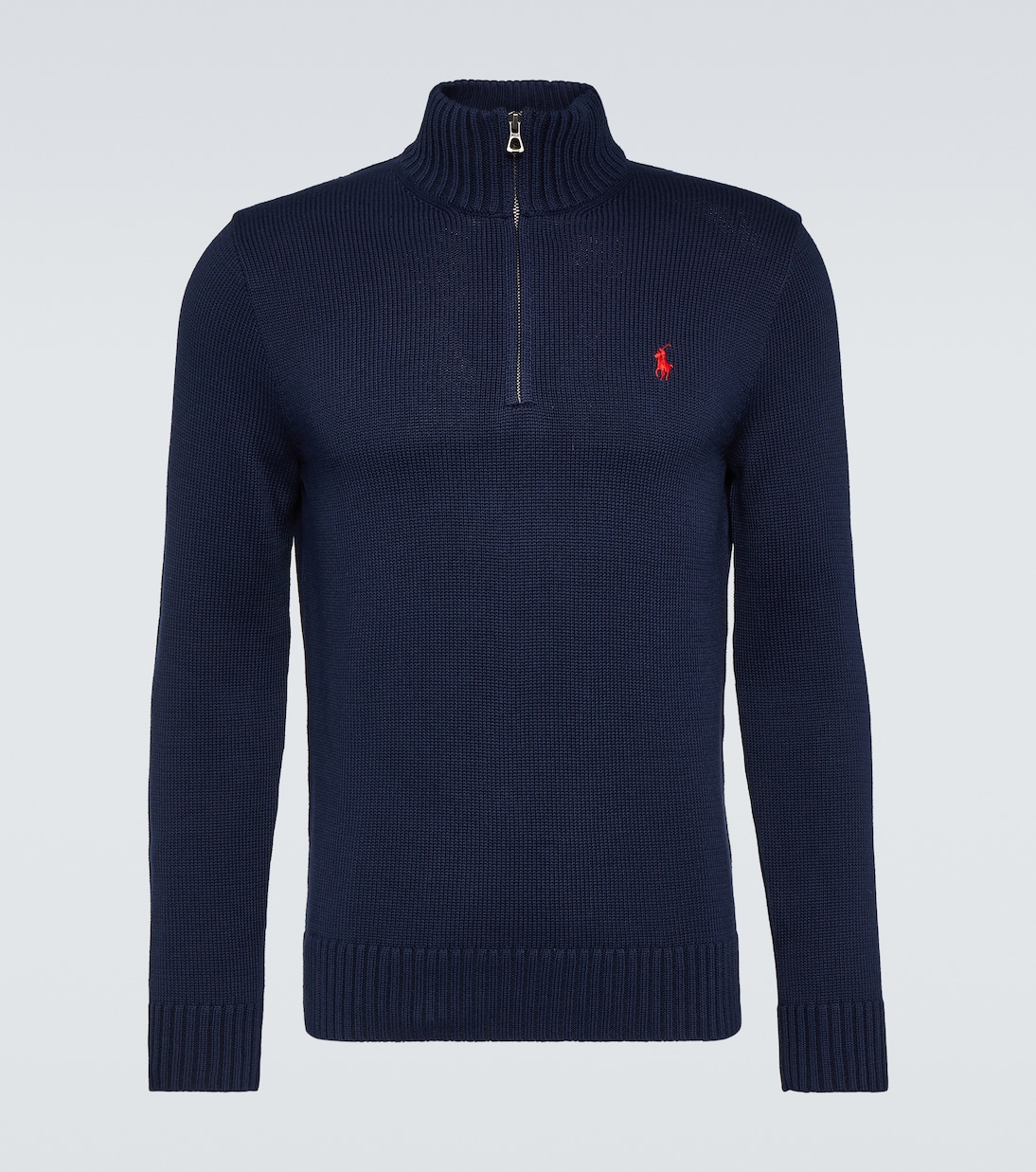 

Хлопковый полузастёгивающийся свитер с логотипом Polo Ralph Lauren, Hunter Navy