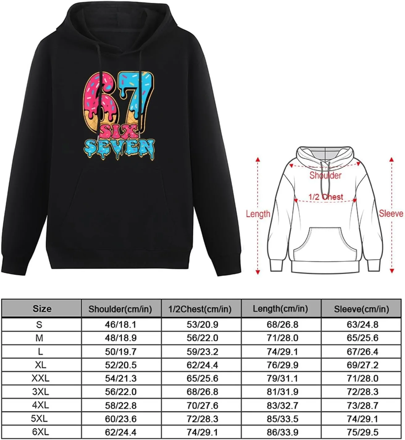 Мужской худи Six Seven Ice Cream Drip с длинным рукавом и карманом — фото 2