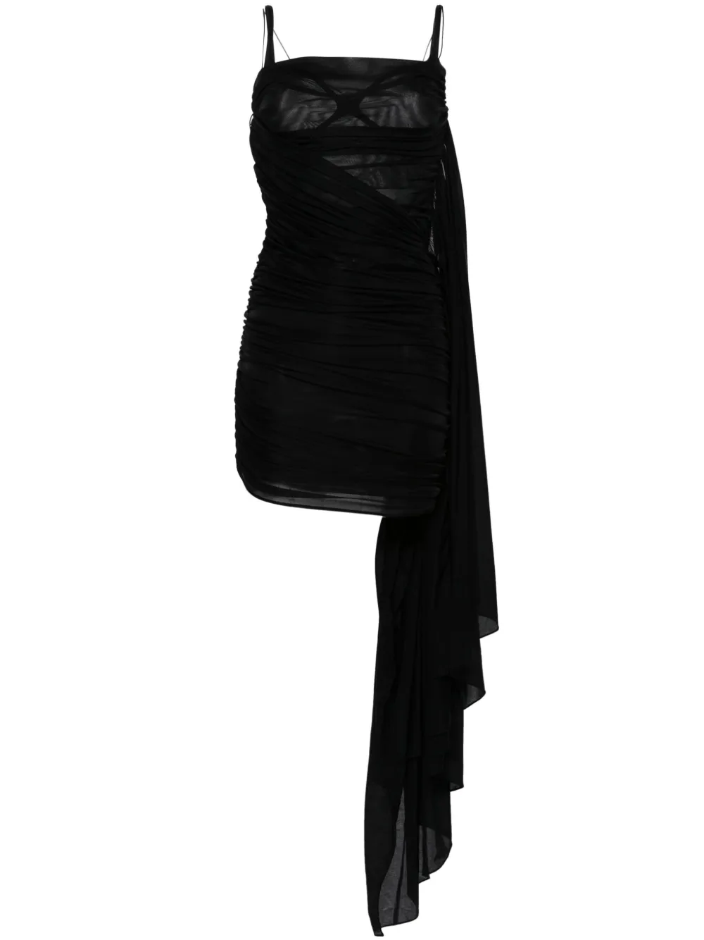 

Драпированное платье мини с открытой спиной Mugler, черный