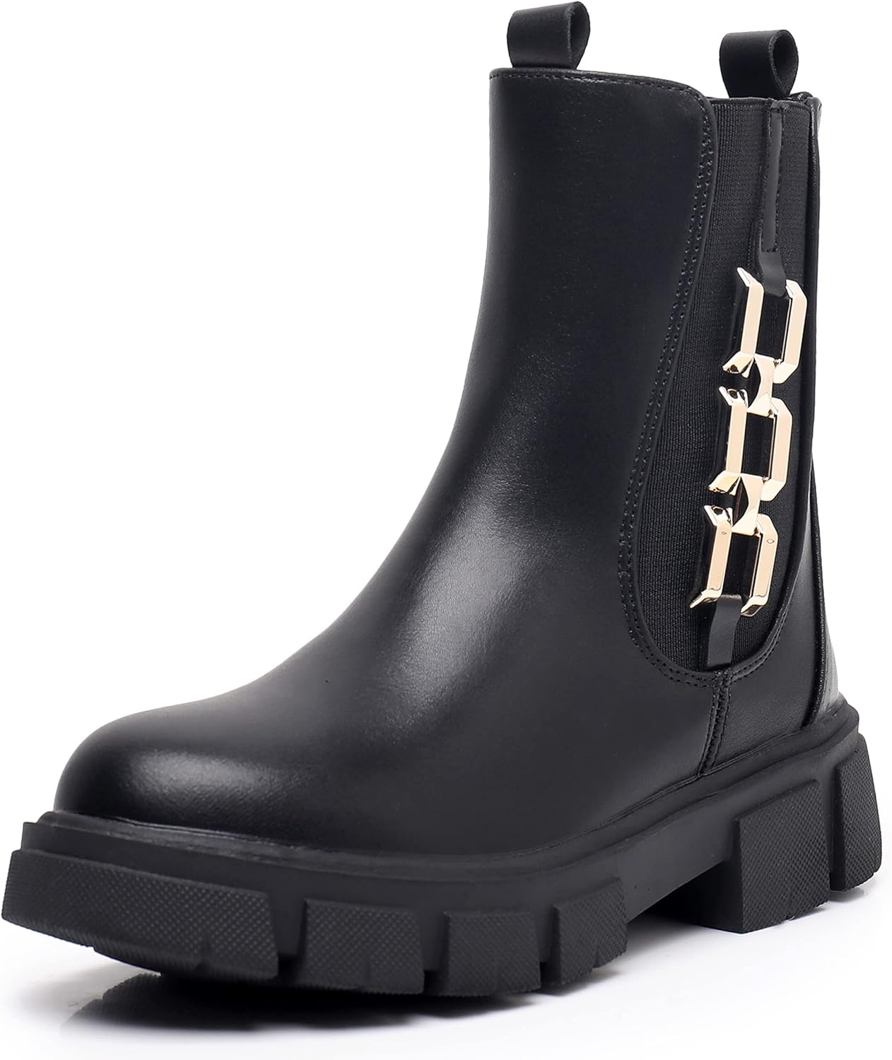 

Детские ботинки Apakowa для девочек, модные ботильоны с боковой застежкой-молнией (младший/старший ребенок), Black