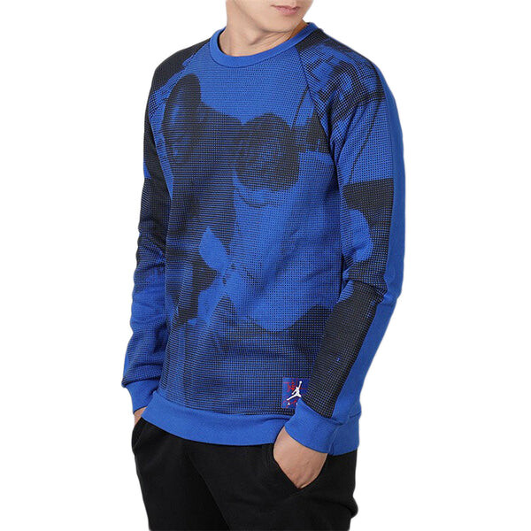 Толстовка Air Jordan Fleece Printing Round Neck Blue, синий — фото 3