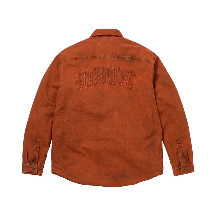 Рабочая рубашка из денима с подкладкой из овчины Supreme, оранжевый — фото 2
