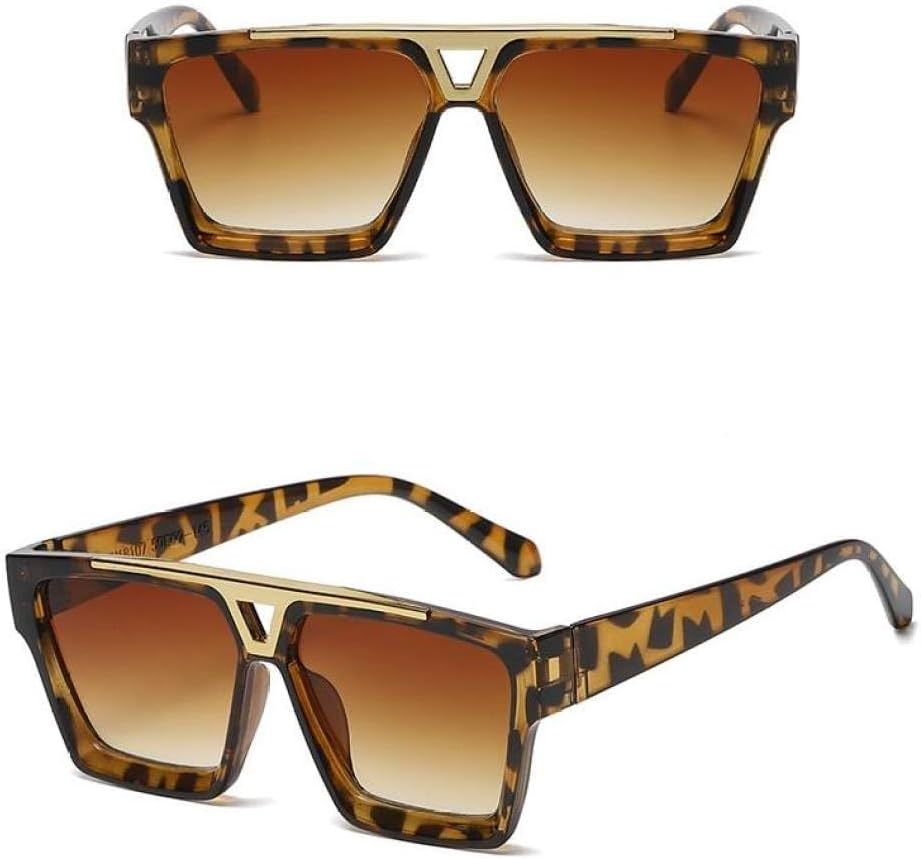 

Солнцезащитные очки квадратной формы для женщин 2027 года, большие солнцезащитные очки в винтажном стиле, дизайнерские очки с защитой от УФ-излучения UV400 MTZJH, Leopard