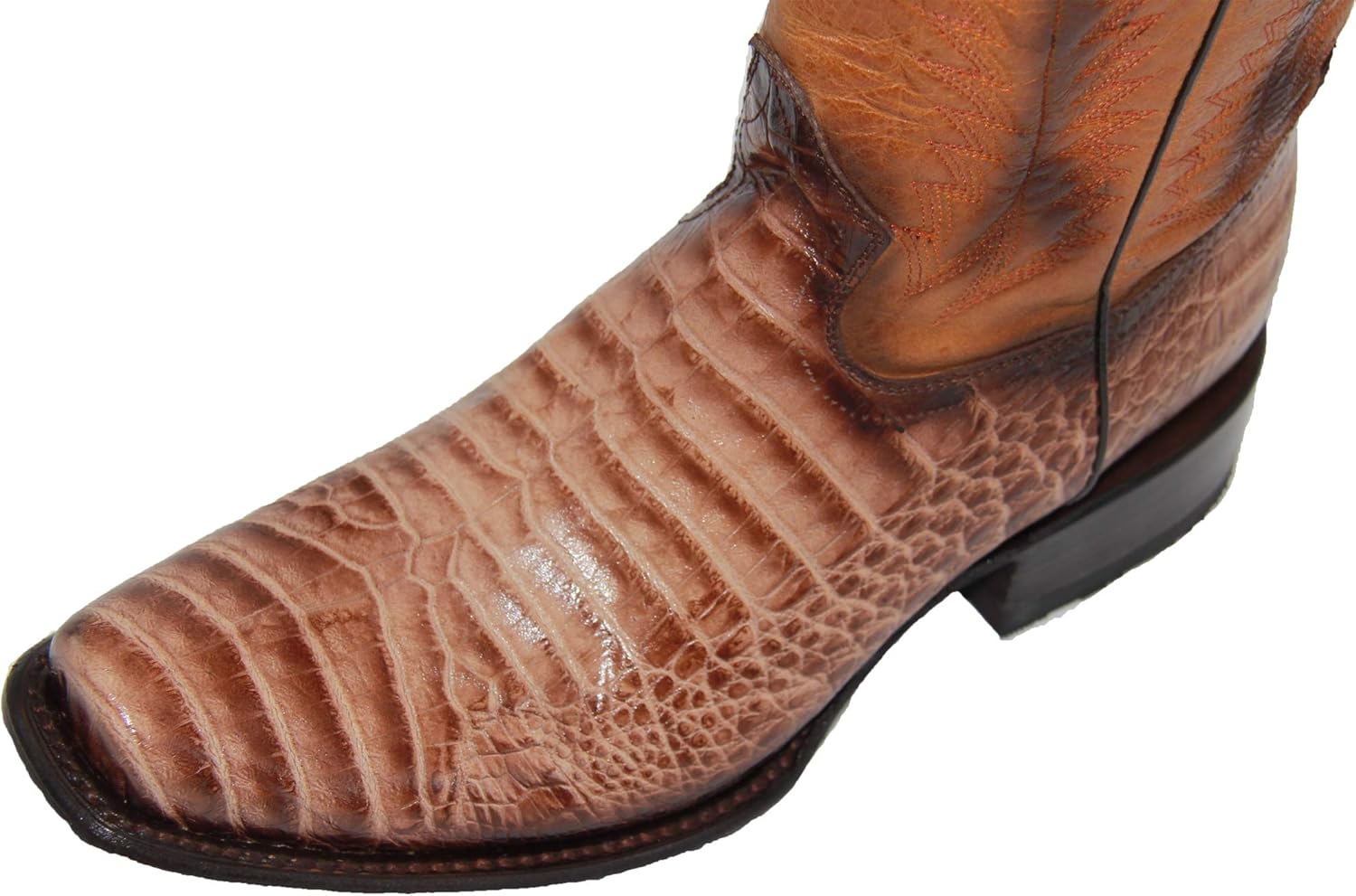 Мужские ковбойские сапоги из натуральной кожи с узором под крокодила каймана The Western Shops, Honey — фото 3
